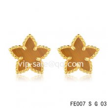 Fake Van Cleef & Arpels Sweet Alhambra Star Earrings Yellow Gold,Tiger'S Eye